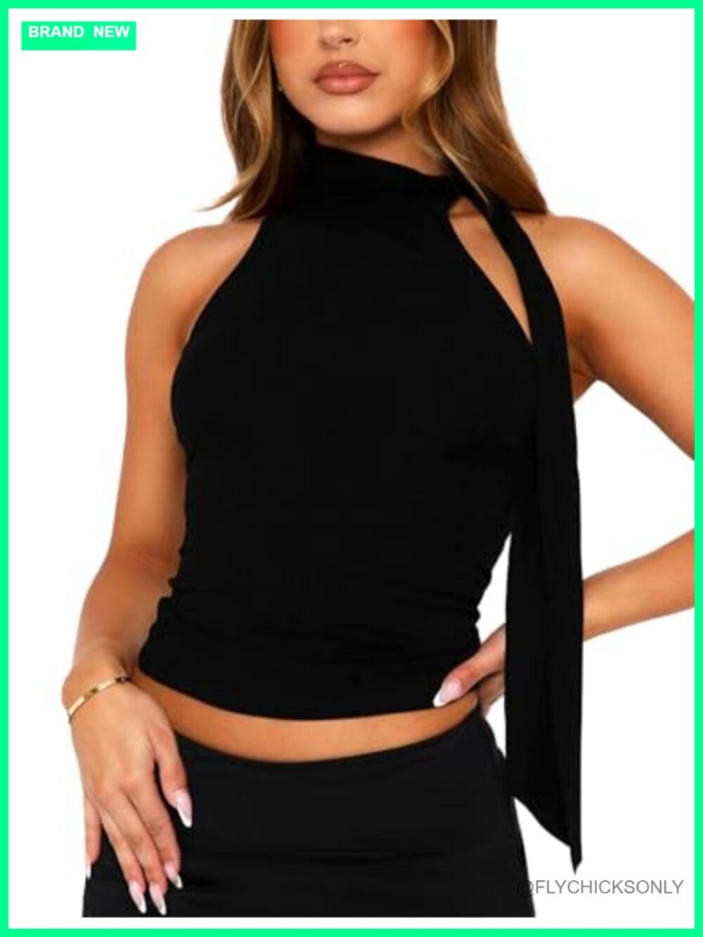 Off Shoulder Halter Mock Neck Crop Tank Top Bow Tie Sleeveless